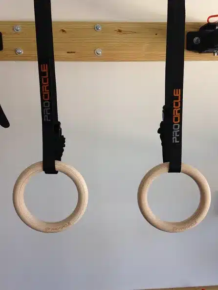 PROCIRCLE Wood Gymnastic Rings Gym Rings with Adjustable Long Buckles Straps Workout For Home Gym & Cross Fitness 20
