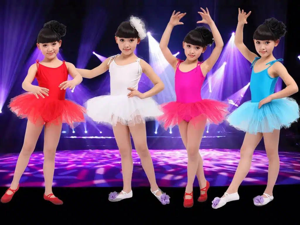 White red pink blue Ballet Dress For Children Gauze Gymnastics Leotard For Girls Kids Gown 2