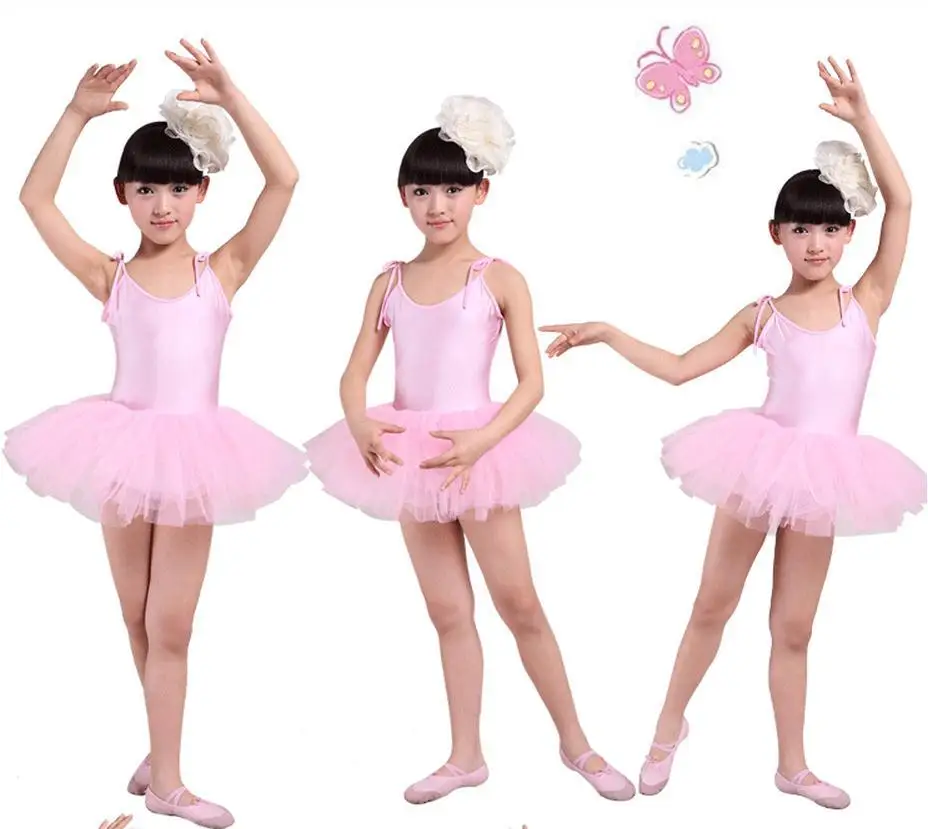 White red pink blue Ballet Dress For Children Gauze Gymnastics Leotard For Girls Kids Gown 4