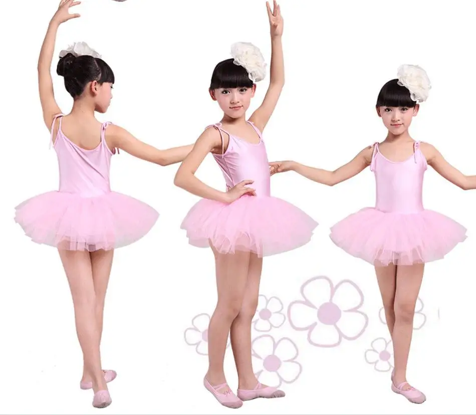 White red pink blue Ballet Dress For Children Gauze Gymnastics Leotard For Girls Kids Gown 3