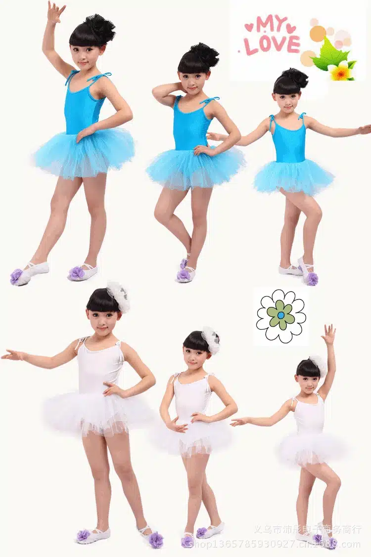 White red pink blue Ballet Dress For Children Gauze Gymnastics Leotard For Girls Kids Gown 10
