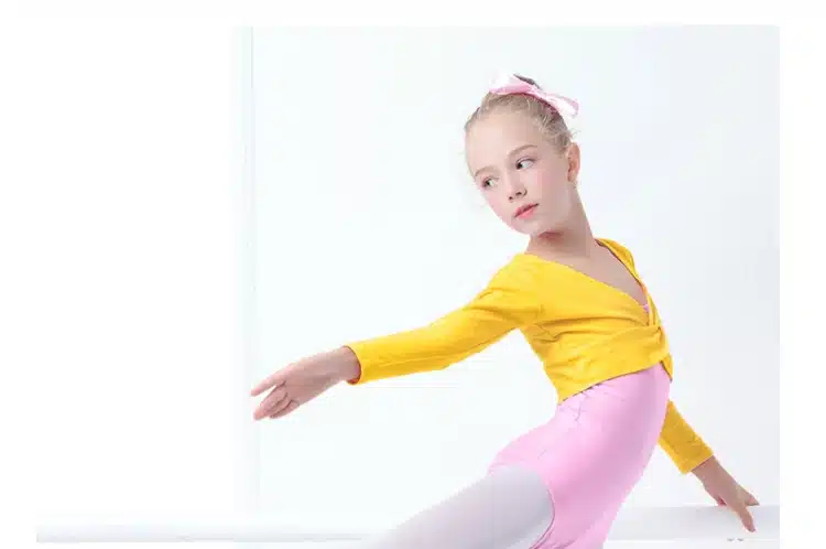 Girls Kids Ballet Leotards Coat Pink High Waist Dance Clothes Children Long Sleeve Gymnastics Leotard Overall 14