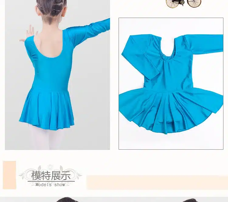 Long sleeved Spandex Gymnastics Leotard for Girls Ballet Dress Clothing Kids Dance Wear 2