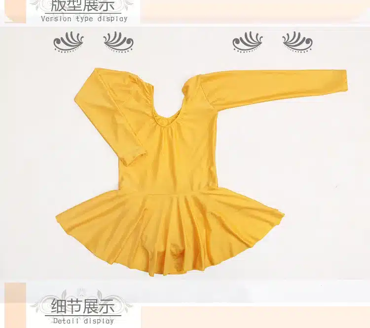 Long sleeved Spandex Gymnastics Leotard for Girls Ballet Dress Clothing Kids Dance Wear 1