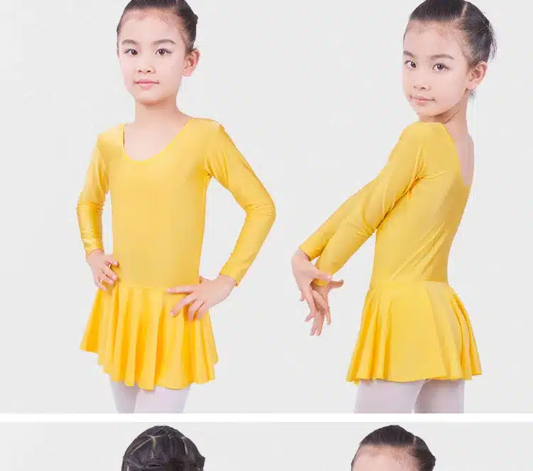 Long sleeved Spandex Gymnastics Leotard for Girls Ballet Dress Clothing Kids Dance Wear 3