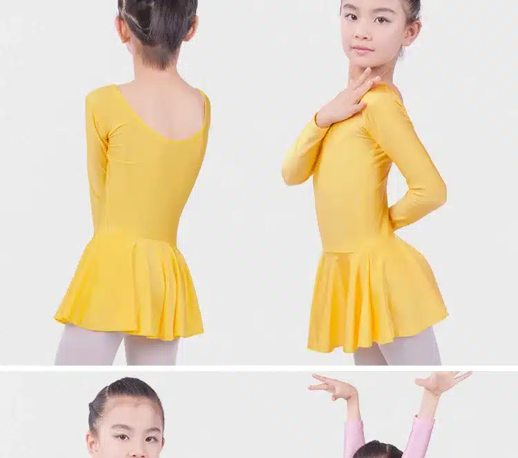 Long sleeved Spandex Gymnastics Leotard for Girls Ballet Dress Clothing Kids Dance Wear 4