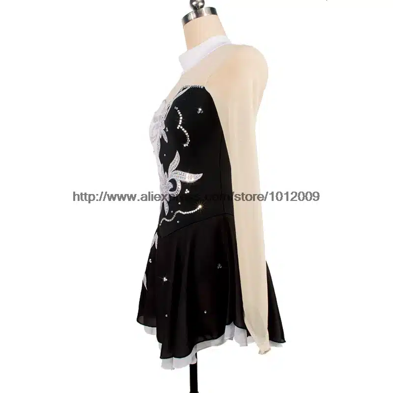 Customized Figure Skating Dress Costume Ice Skating skirt Gymnastics pink Adult Girl Show Performance Rhinestone Competition 5