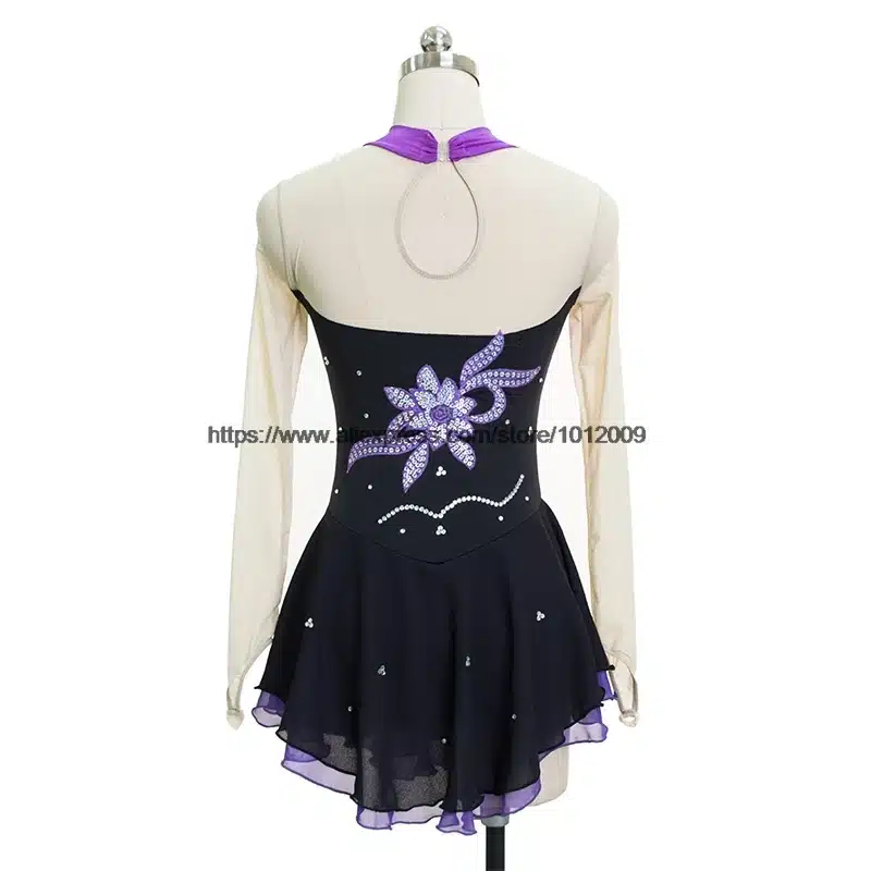 Customized Figure Skating Dress Costume Ice Skating skirt Gymnastics pink Adult Girl Show Performance Rhinestone Competition 9