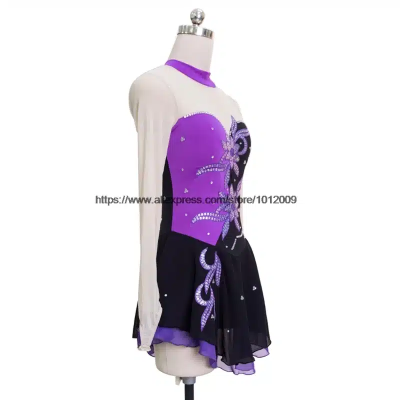 Customized Figure Skating Dress Costume Ice Skating skirt Gymnastics pink Adult Girl Show Performance Rhinestone Competition 8