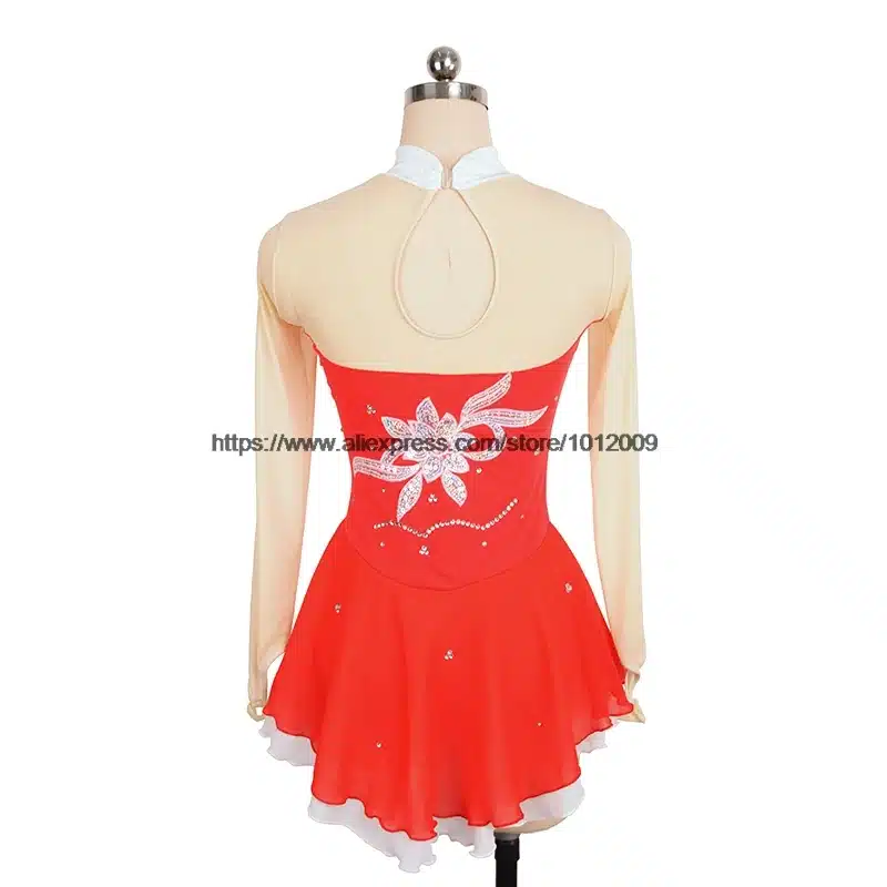 Customized Figure Skating Dress Costume Ice Skating skirt Gymnastics pink Adult Girl Show Performance Rhinestone Competition 16