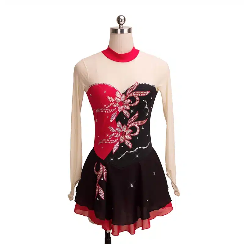 Customized Figure Skating Dress Costume Ice Skating skirt Gymnastics pink Adult Girl Show Performance Rhinestone Competition 21