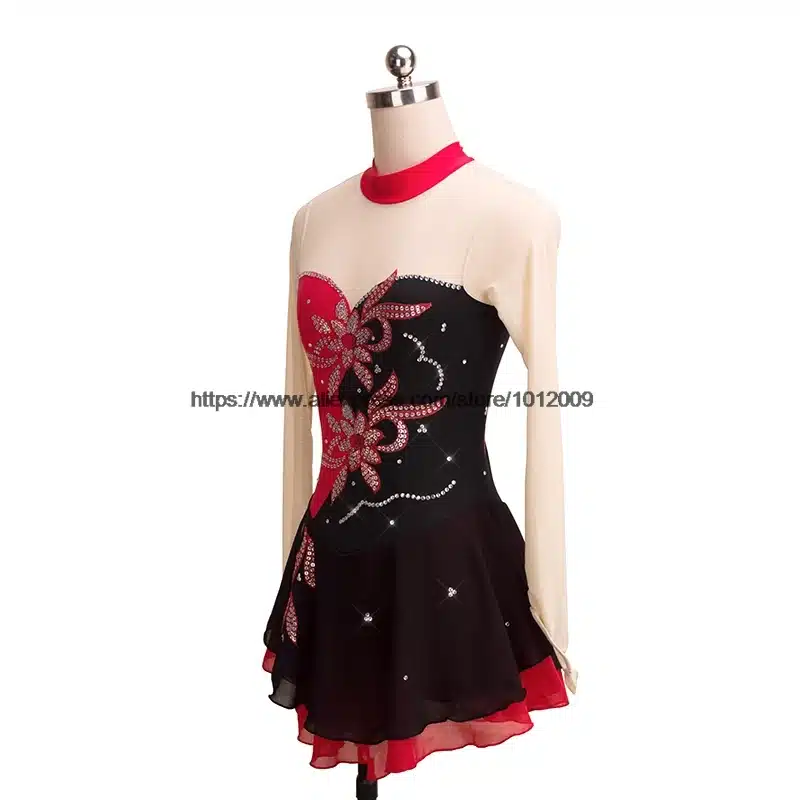 Customized Figure Skating Dress Costume Ice Skating skirt Gymnastics pink Adult Girl Show Performance Rhinestone Competition 23