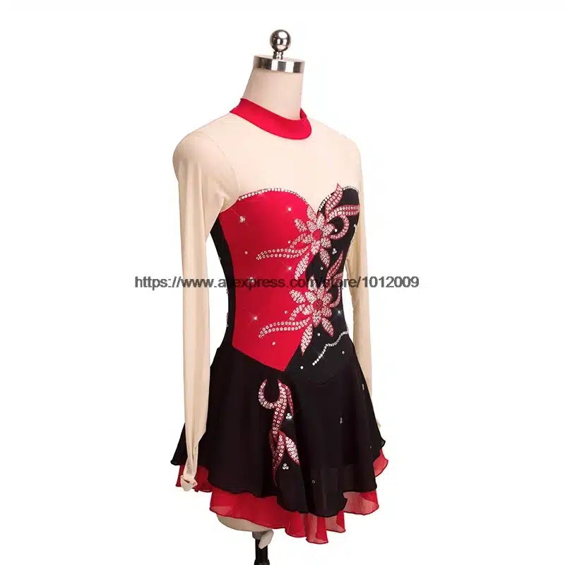 Customized Figure Skating Dress Costume Ice Skating skirt Gymnastics pink Adult Girl Show Performance Rhinestone Competition 22