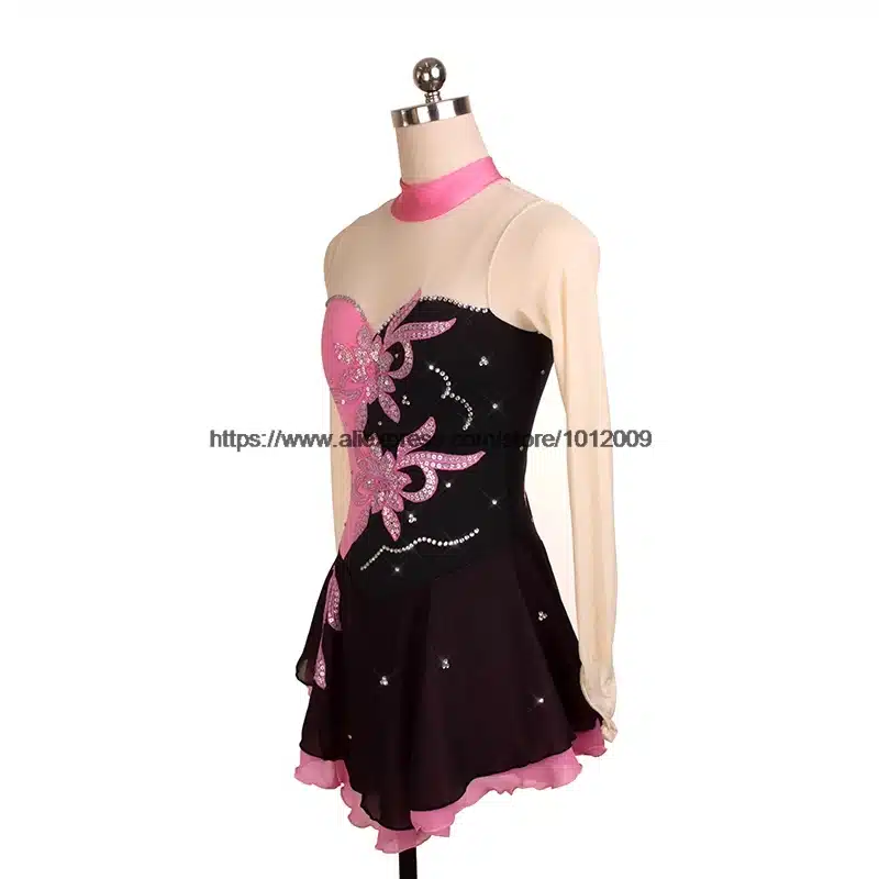 Customized Figure Skating Dress Costume Ice Skating skirt Gymnastics pink Adult Girl Show Performance Rhinestone Competition 30