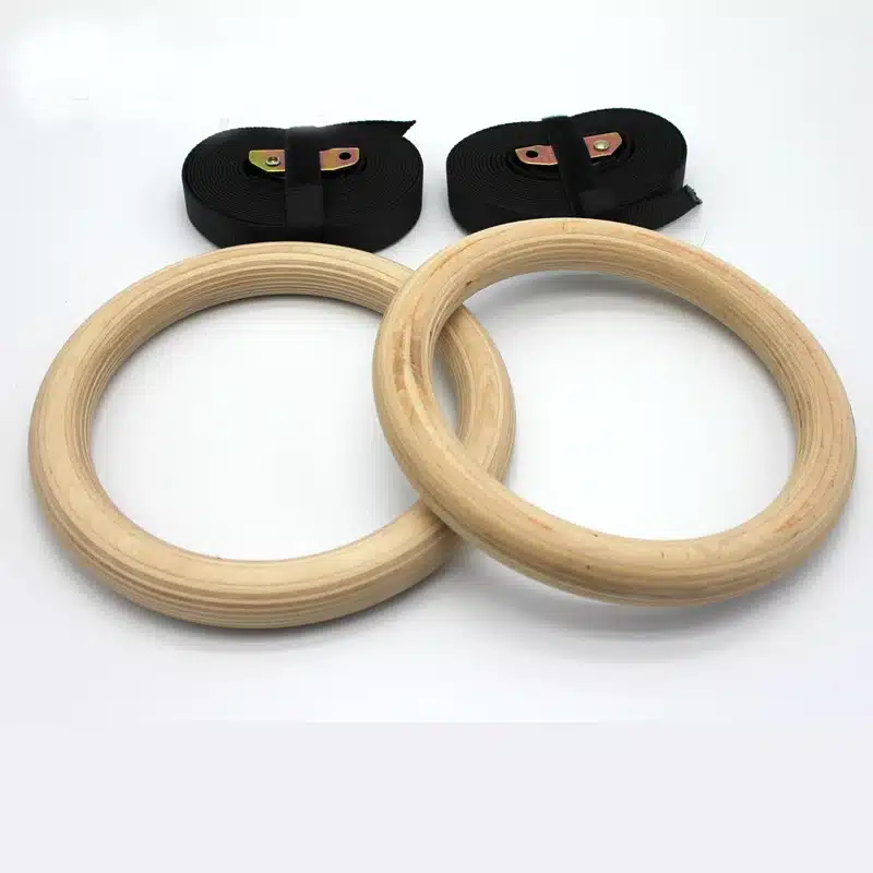FervorFOX 1pair/lot wood wooden 1.1" Portable Gymnastics Rings home fitness Gym crossfit strength training 8