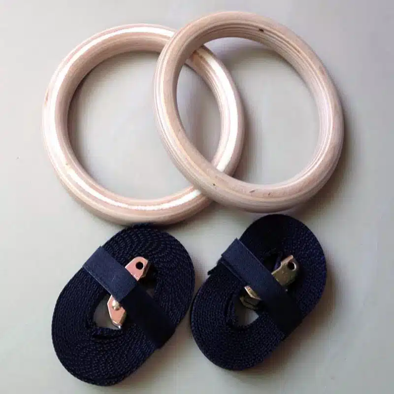 FervorFOX 1pair/lot wood wooden 1.1" Portable Gymnastics Rings home fitness Gym crossfit strength training 10