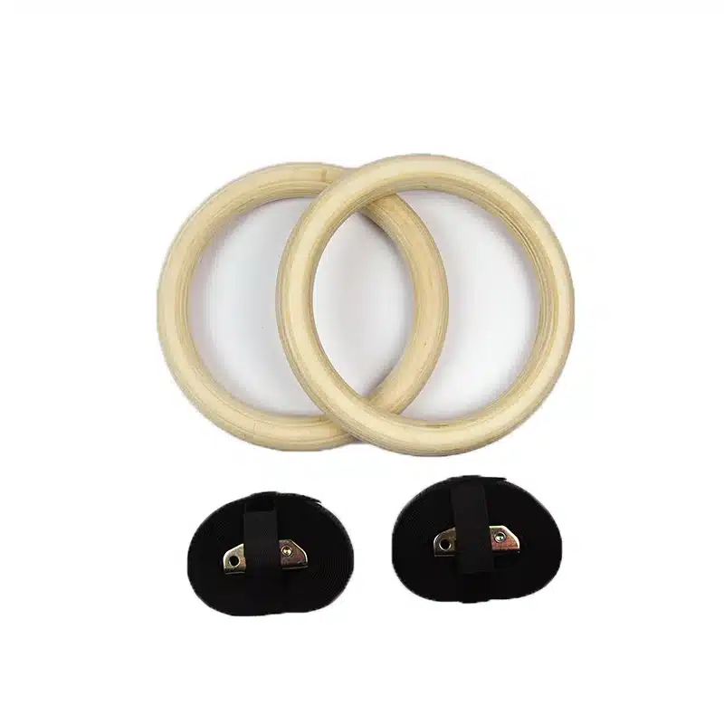 FervorFOX 1pair/lot wood wooden 1.1" Portable Gymnastics Rings home fitness Gym crossfit strength training 12