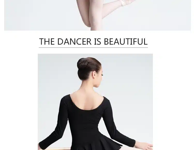 High Quality Black Cotton Ballet Dance Leotard Dress Adult Girls Women Long/Short Sleeve Bodysuit Dance Gymnastics Costumes 12