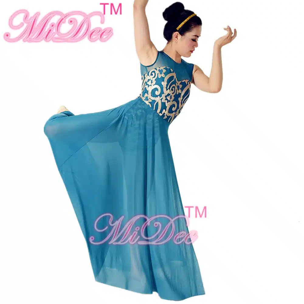 Elegant Adult Long Skirt Lyrical Dance Costumes Ballet Dance Dress Skating Gymnastics Leotard Wear For Girls 20