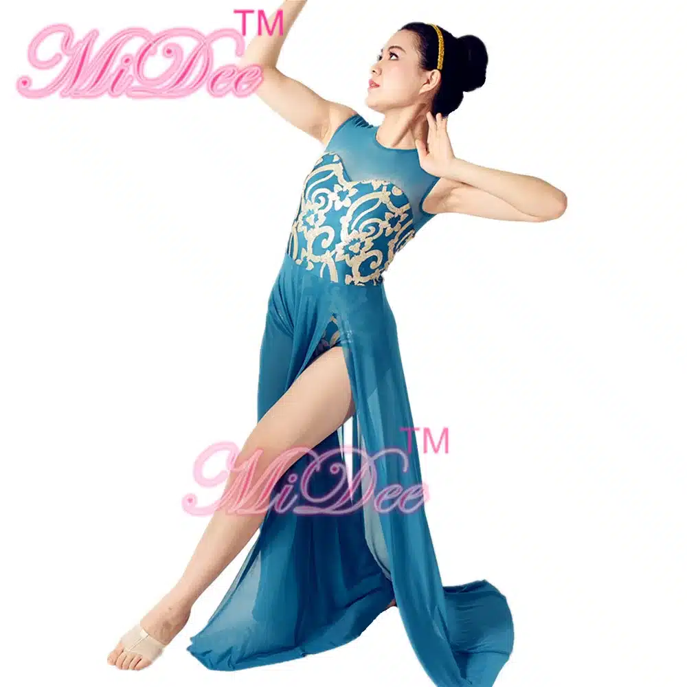Elegant Adult Long Skirt Lyrical Dance Costumes Ballet Dance Dress Skating Gymnastics Leotard Wear For Girls 21