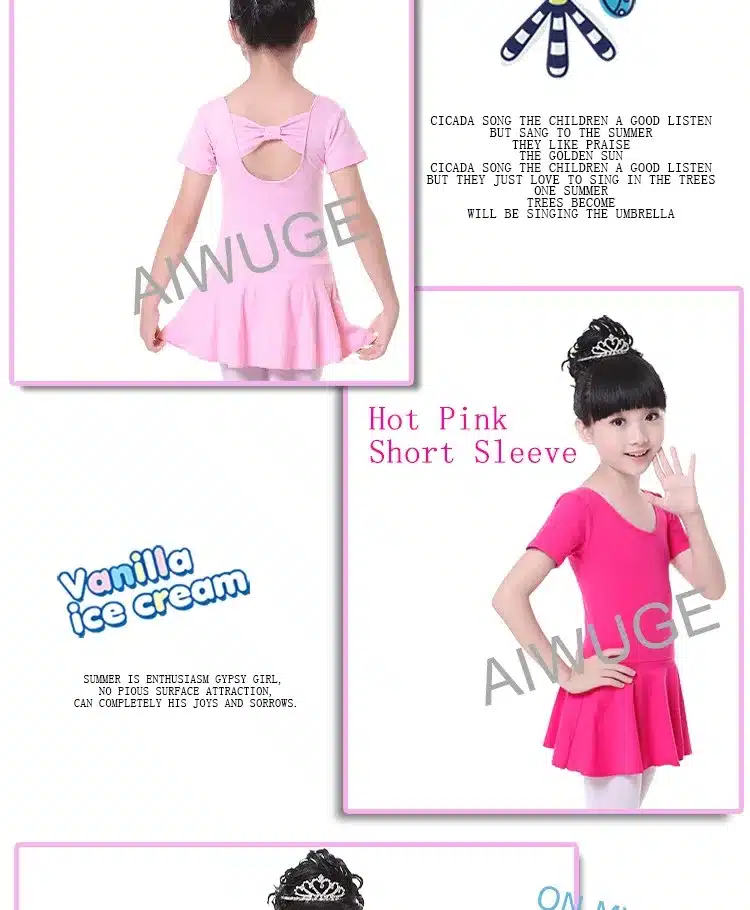 Free Shipping Cotton Kid Gymnastic Leotards Butterfly Tie Kid Ballet Girls Tutu Dress Flexible Tutu Dress Dance Leotard Girls 10