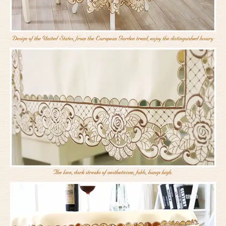 Europe Polyester Tablecloth Embroidered Tablecloth Square Floral Home Hotel Wedding Table Cover Decorative toalha de mesa 7