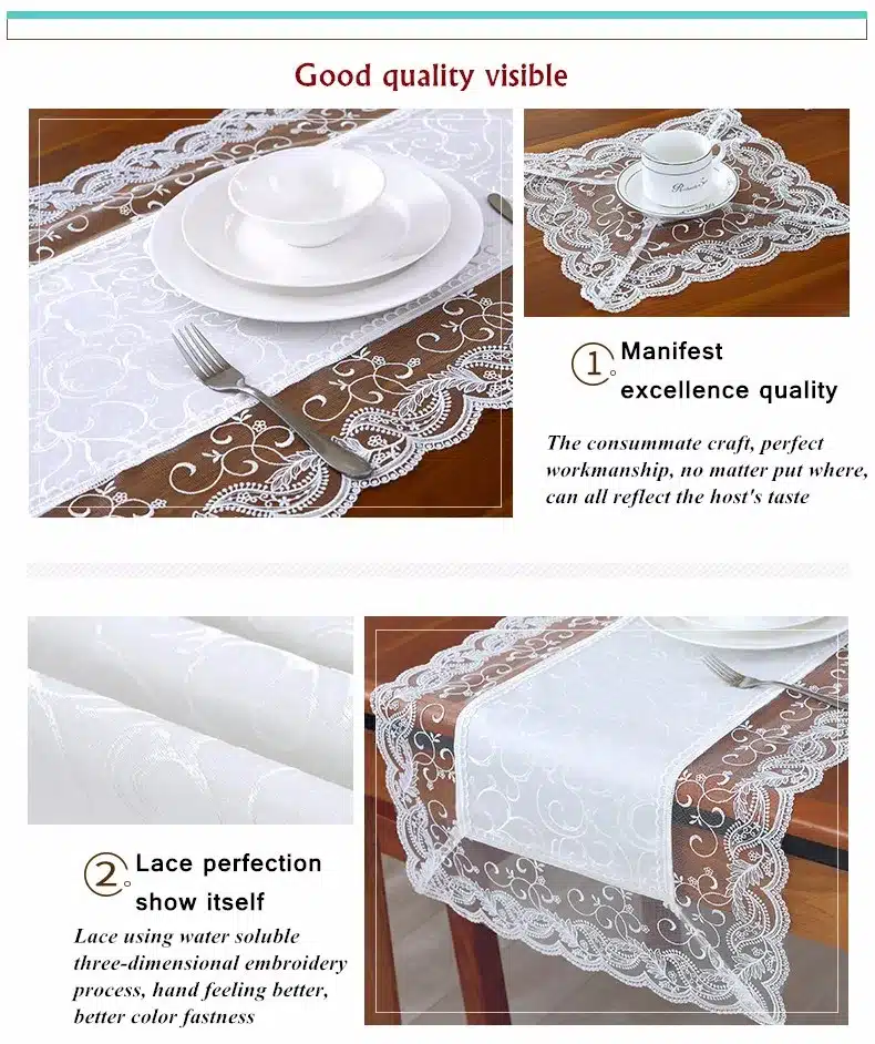 White Lace Waterproof Table Cloth Korean Embroidered Tablecloths Table Runner Modern Household Tea Table Cloth Table Cover 17