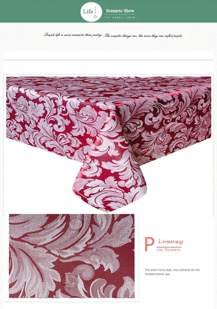 UFRIDAY New Round Rectangle Tablecloth Leaves Jacquard Waterproof Polyester Fabric Table Cover for Living Room Hotel Restaurant 8