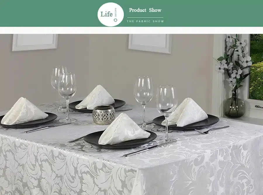 UFRIDAY New Round Rectangle Tablecloth Leaves Jacquard Waterproof Polyester Fabric Table Cover for Living Room Hotel Restaurant 12