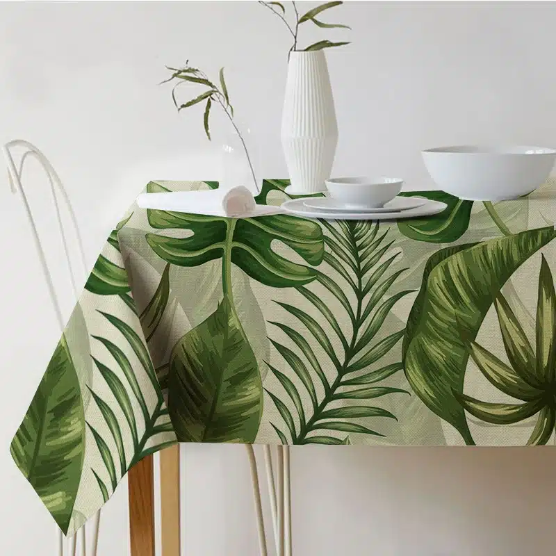 Table cloth Rectangular Pastoral style Tropical Plants Printed Tablecloth Home Protection and decoration Elegant Table cover 7