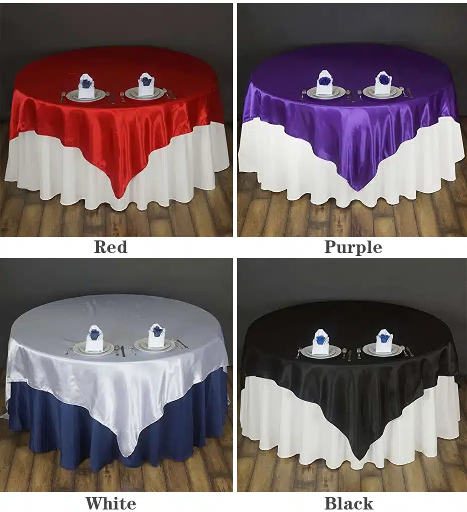 145cmX145cm Satin Tablecloth Table Cover Table Cloth Overlay Tableware for Party Restaurant Banquet hotel Wedding Decoration 3