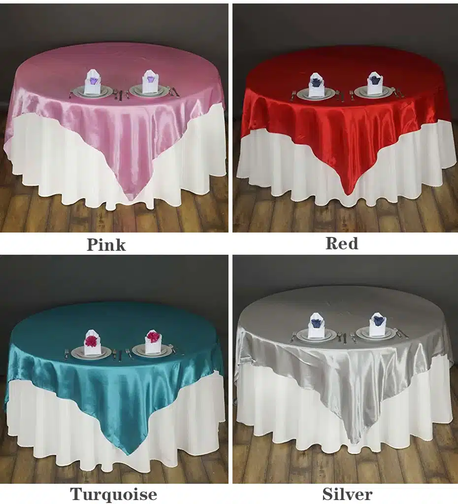 145cmX145cm Satin Tablecloth Table Cover Table Cloth Overlay Tableware for Party Restaurant Banquet hotel Wedding Decoration 4