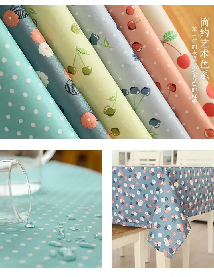 Waterproof Oilproof PVC Table Cloth Cherry Flowers Printed Rectangular Table Cover Tablecloth Home Decoration 3