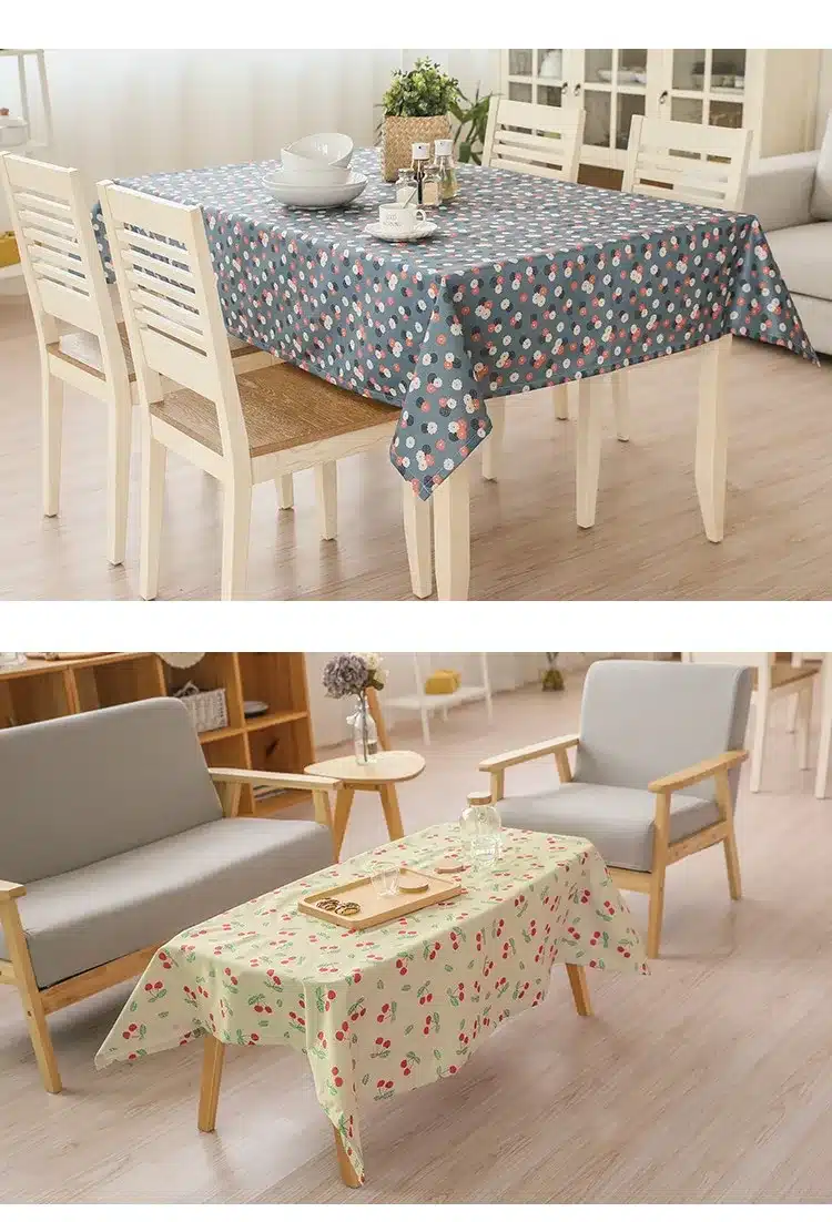 Waterproof Oilproof PVC Table Cloth Cherry Flowers Printed Rectangular Table Cover Tablecloth Home Decoration 4