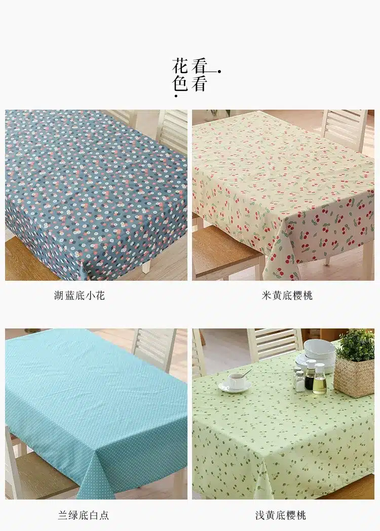 Waterproof Oilproof PVC Table Cloth Cherry Flowers Printed Rectangular Table Cover Tablecloth Home Decoration 6