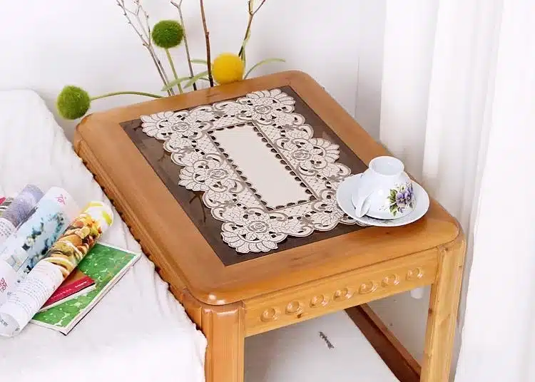 vezon Europe Polyester Satin Jacquard Embroidery Floral Tablecloth Solid Color Embroidered Table Linen Cloth towel Cover Overlay 12