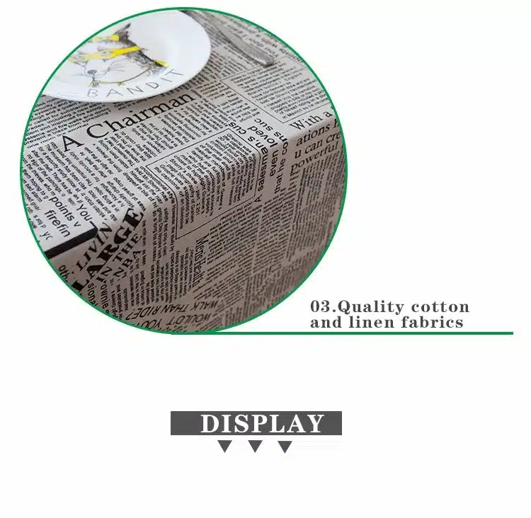 American Style Table Cloth Linen Creative Newspaper Letter Printed Napkins Tablecloths Home Banquet Decoration Table Covers 14
