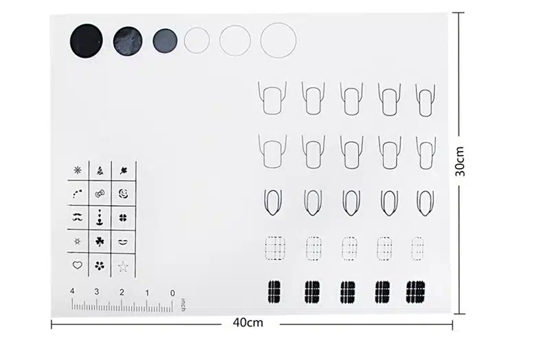 Nail Art Manicure Silicone Mat For Stamping Reverse Stamp Transfer Water Marble Practice Workspace Design Plate Table Cover Pad 12