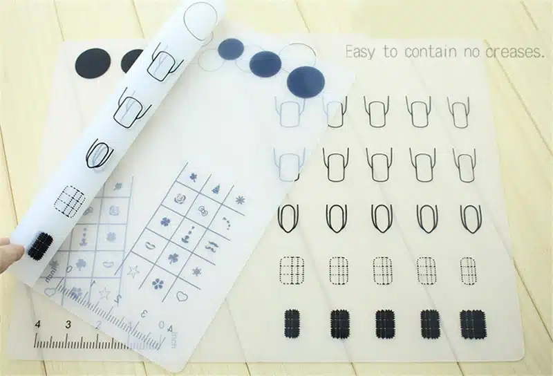 Nail Art Manicure Silicone Mat For Stamping Reverse Stamp Transfer Water Marble Practice Workspace Design Plate Table Cover Pad 20