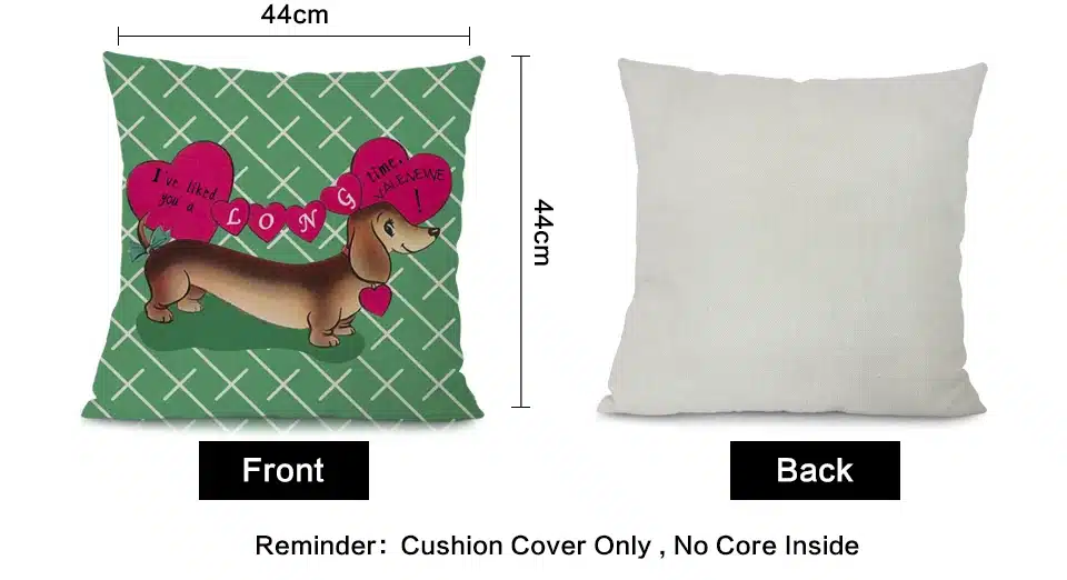 Miracille Square 18" Euro Dachshund Dog Cushion Cover Cartoon Pugs Linen Animals Pillowcase Home Decor Chair Sofa Seat 9