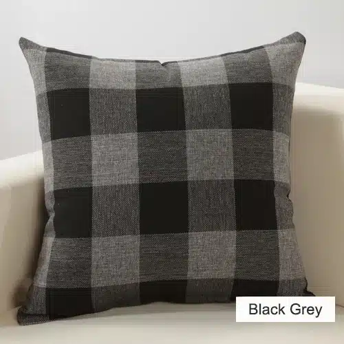 Simple Classic Plaid Pillow Cover for Sofa / Durable Tough Linen Plain Decorative Cushion Covers for Chairs Home Decor Gifts 18