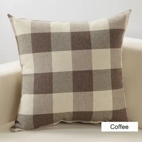 Simple Classic Plaid Pillow Cover for Sofa / Durable Tough Linen Plain Decorative Cushion Covers for Chairs Home Decor Gifts 20