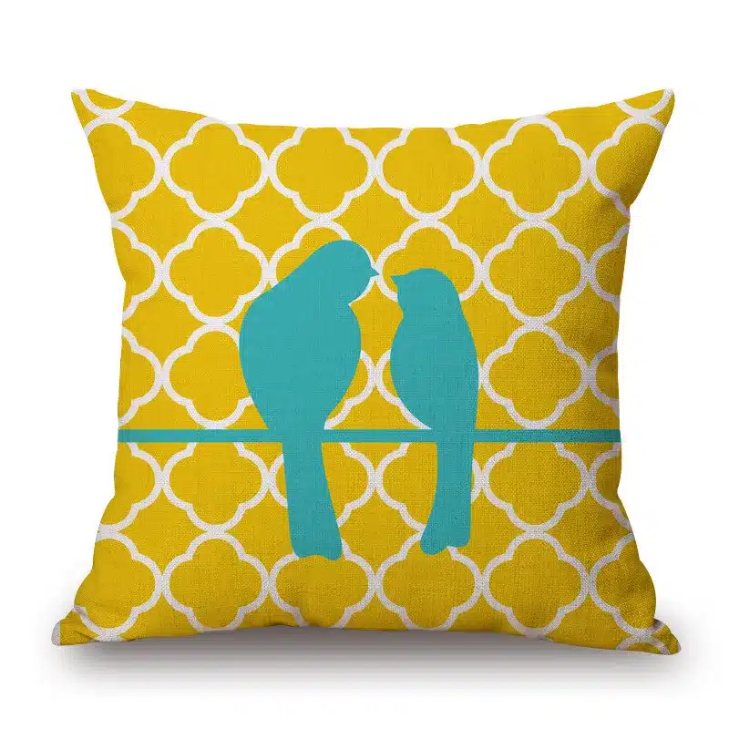 Fashion High Quality Cotton Linen Yellow Geometry Crane and Bird Car Decorative Throw Pillow Case Cushion Cover Sofa Home Decor 27