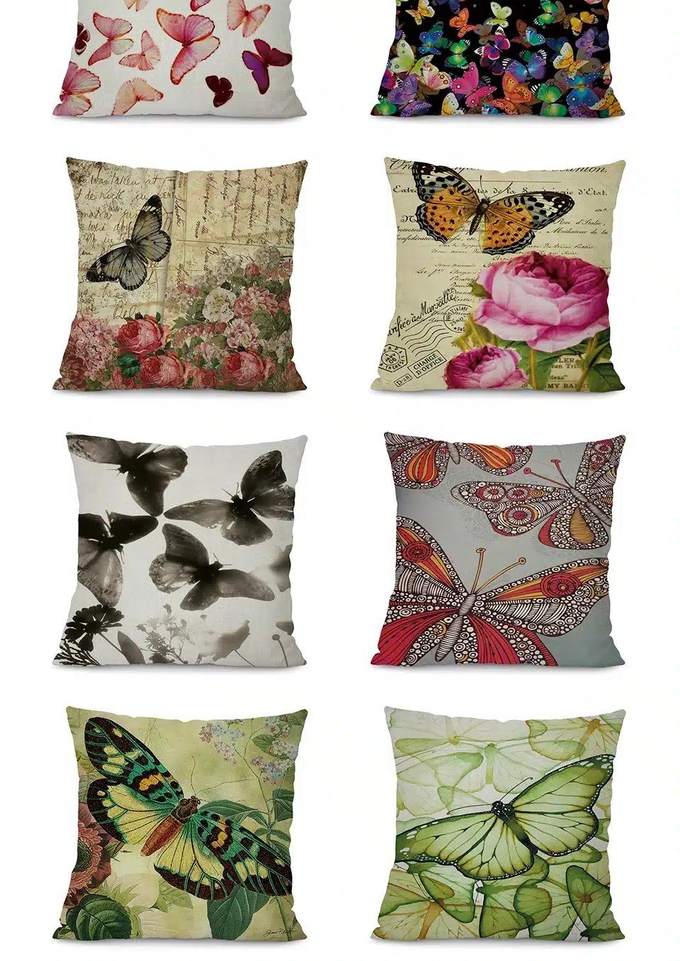 Miracille Colorful Butterfly Art Printed Cushion Cover Modern Home Garden Chair Decorative Pillowcase 45x45cm Living Room Decor 14