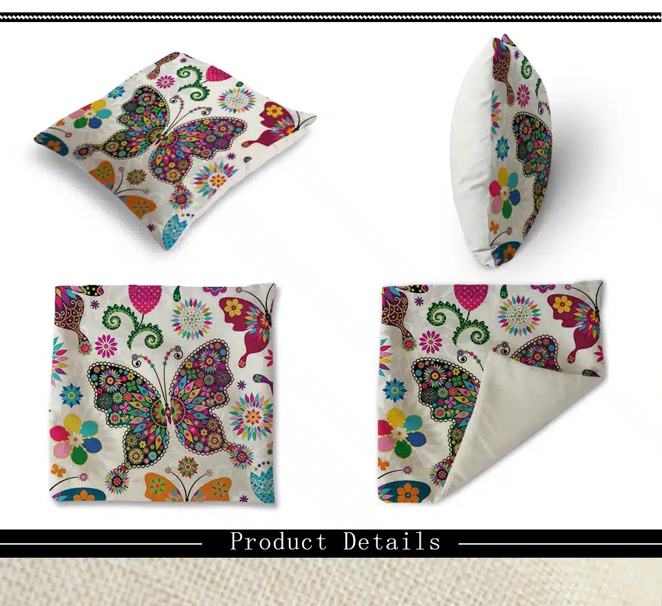 Miracille Colorful Butterfly Art Printed Cushion Cover Modern Home Garden Chair Decorative Pillowcase 45x45cm Living Room Decor 16