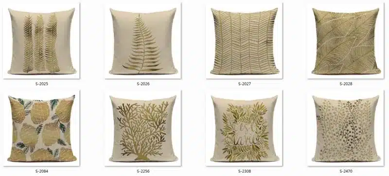 Decorative throw pillows cover Modern simple pillow Popper geometry plant noble gold trees leaf cotton linen sofa cushion cover 9