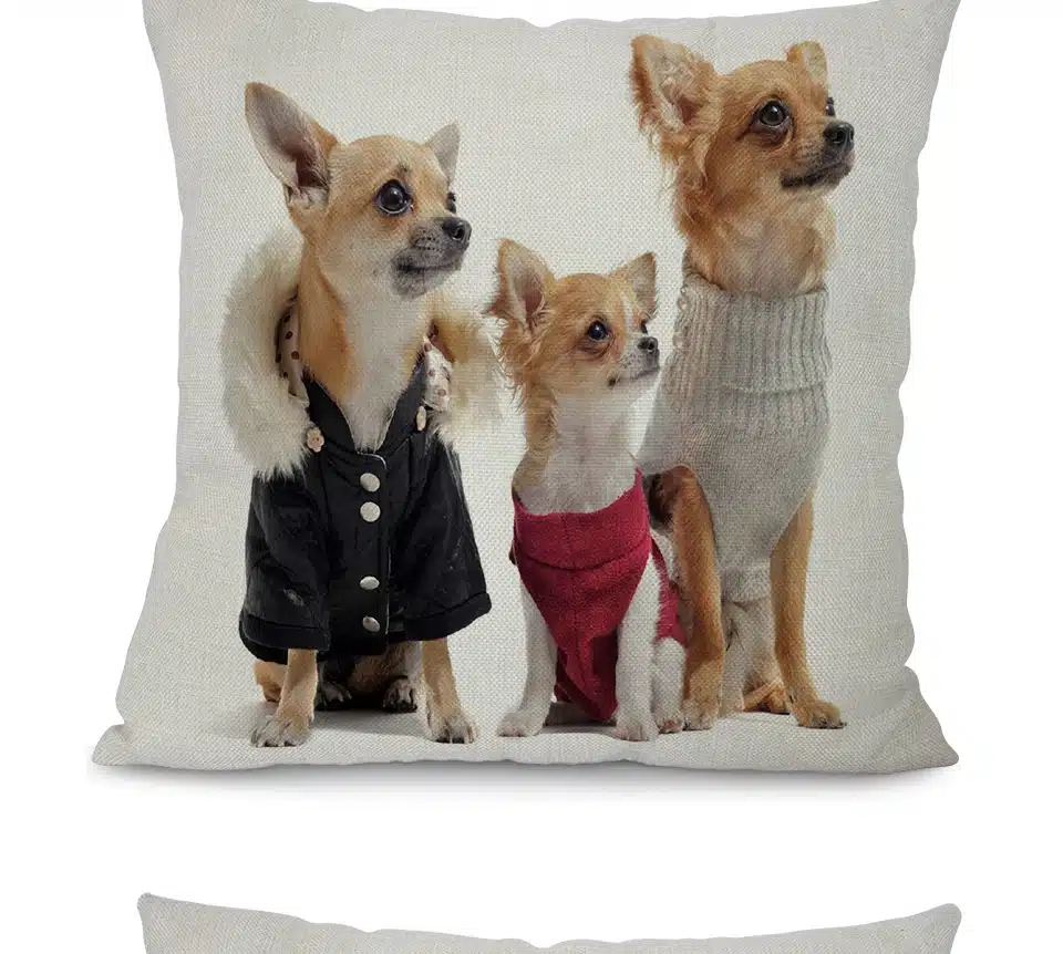 Miracille 18"Cartoon Animal Pattern Printed Waist Cushion Cover Lovely Puppy Cotton Linen Home Car Decoration Throw Pillow Case 2