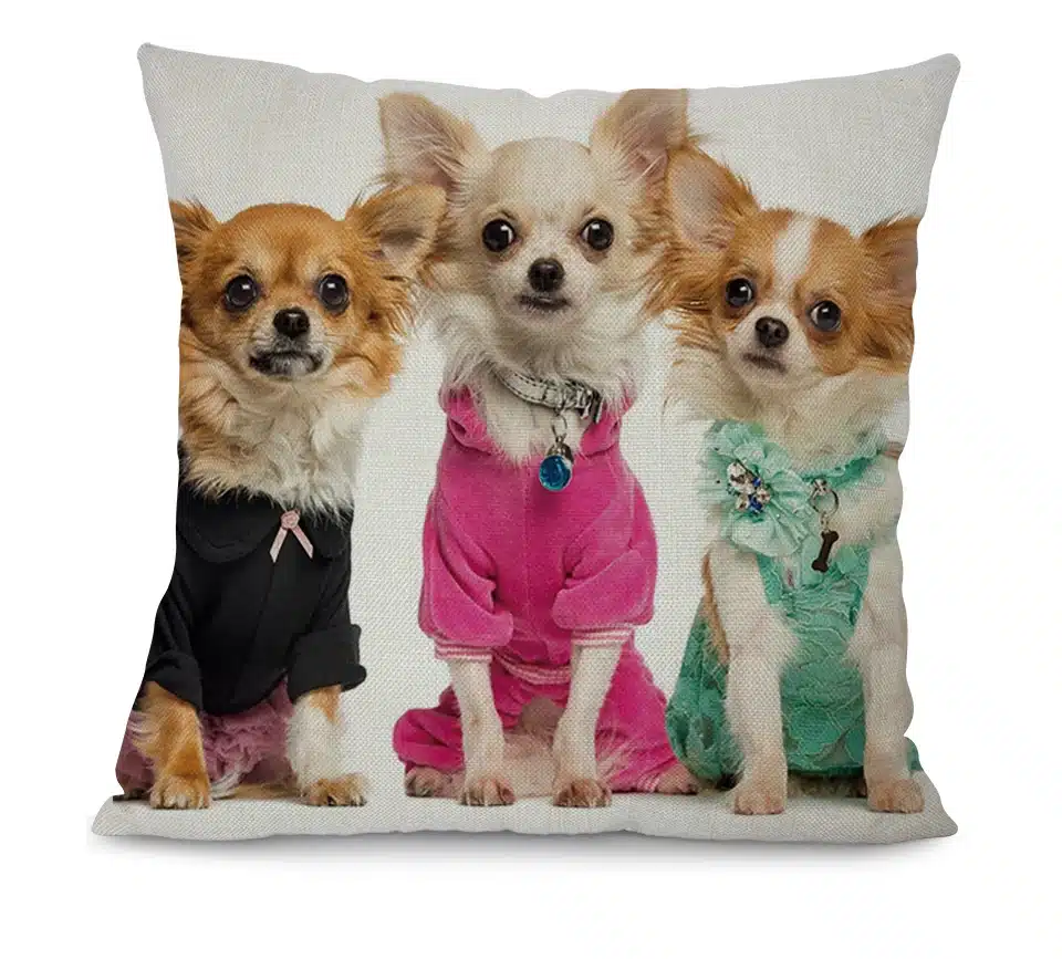 Miracille 18"Cartoon Animal Pattern Printed Waist Cushion Cover Lovely Puppy Cotton Linen Home Car Decoration Throw Pillow Case 6