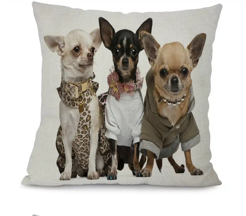 Miracille 18"Cartoon Animal Pattern Printed Waist Cushion Cover Lovely Puppy Cotton Linen Home Car Decoration Throw Pillow Case 7