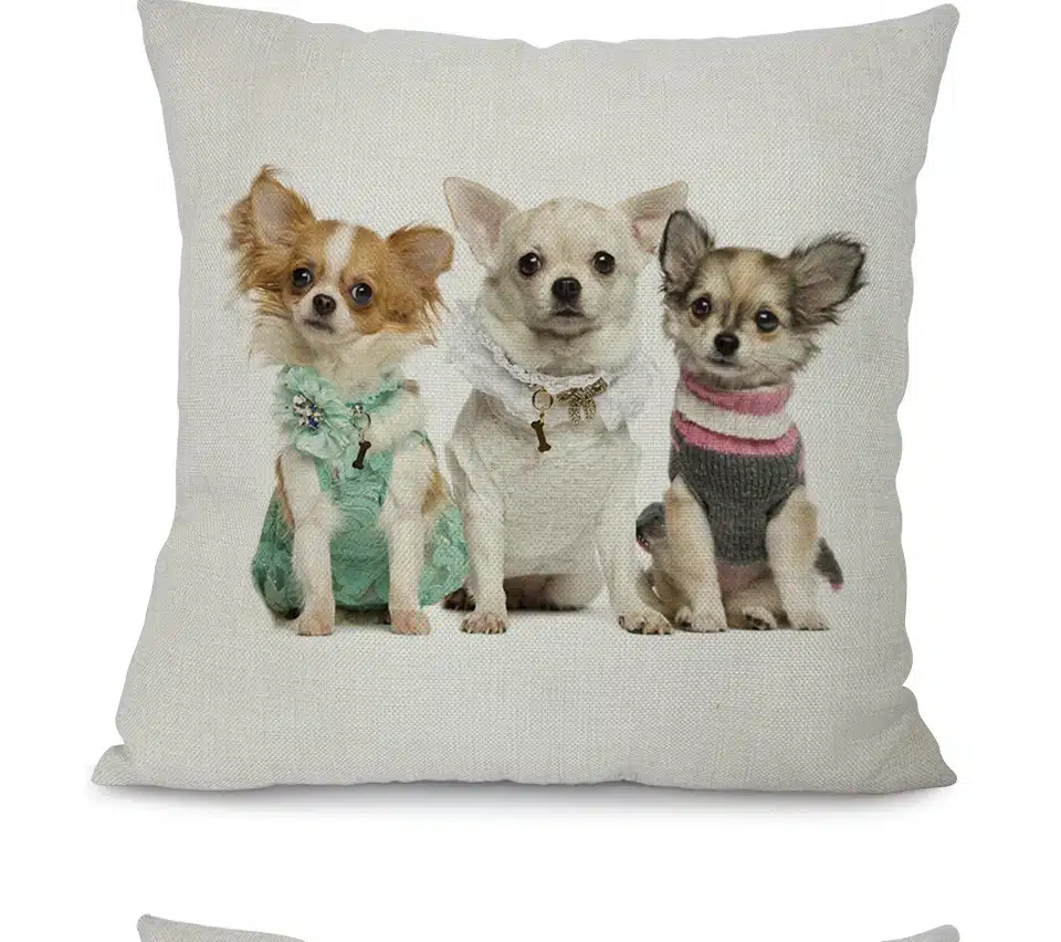 Miracille 18"Cartoon Animal Pattern Printed Waist Cushion Cover Lovely Puppy Cotton Linen Home Car Decoration Throw Pillow Case 8